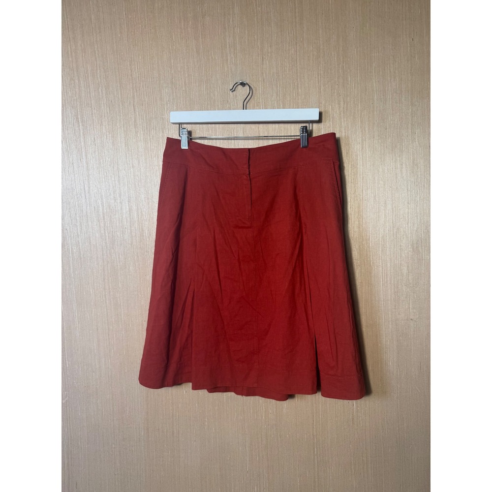 Eileen Fisher Womens Medium Rust Red Italian Fabric A-Line Skirt Side Pockets